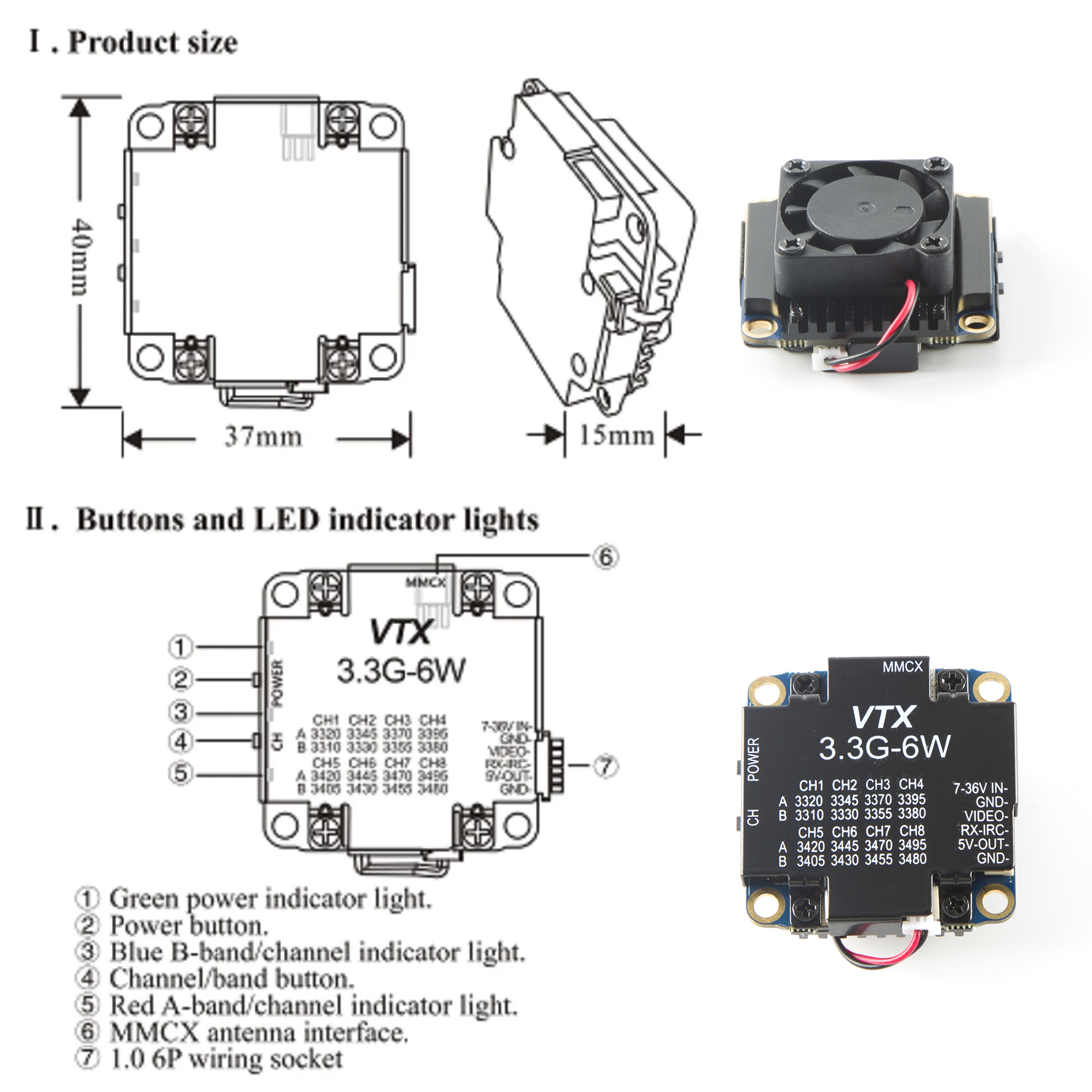 FPV Video Transmitter 3.3G 6W  - Fpv Drone Transmitter recension och pris